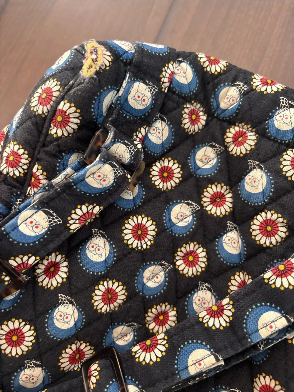 Vera Bradley Owl Black Quilted Floral & Medallion Backpack